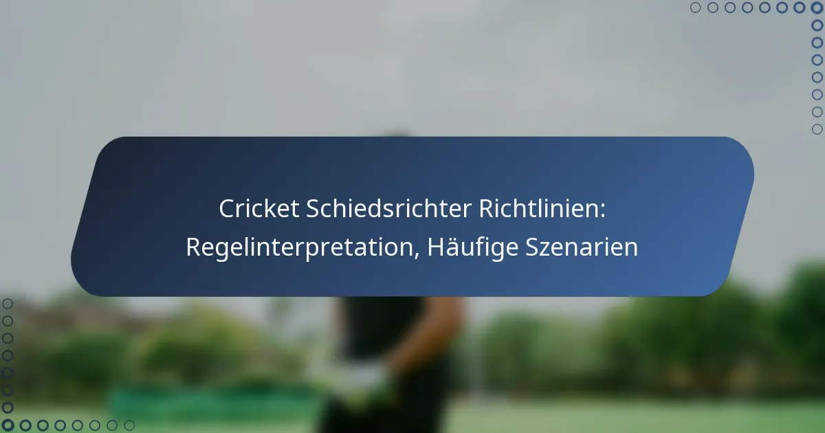 Cricket Schiedsrichter Richtlinien: Regelinterpretation, Häufige Szenarien