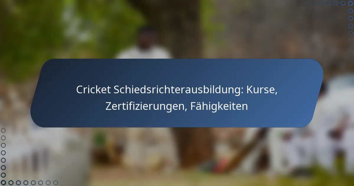 Cricket Schiedsrichterausbildung: Kurse, Zertifizierungen, Fähigkeiten