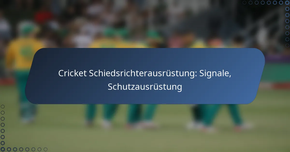 Cricket Schiedsrichterausrüstung: Signale, Schutzausrüstung