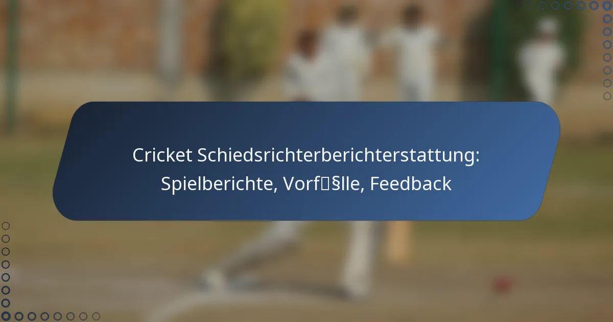 Cricket Schiedsrichterberichterstattung: Spielberichte, Vorfälle, Feedback