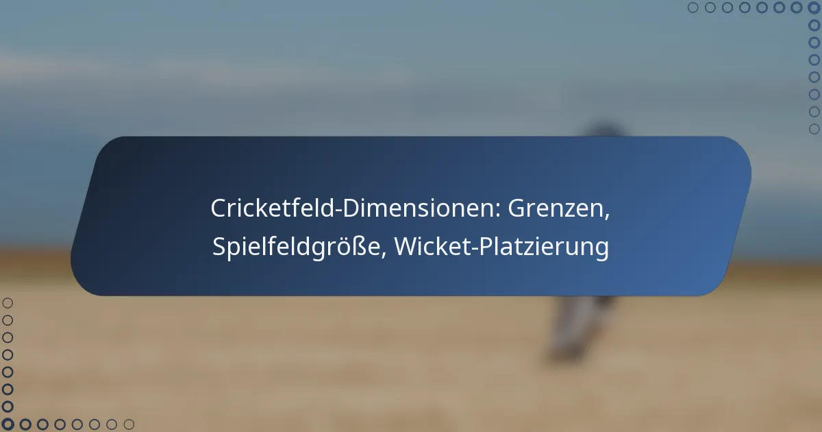 Cricketfeld-Dimensionen: Grenzen, Spielfeldgröße, Wicket-Platzierung