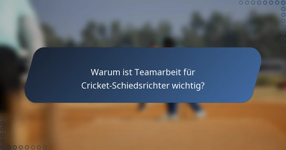 Warum ist Teamarbeit für Cricket-Schiedsrichter wichtig?
