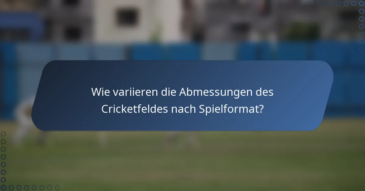 Wie variieren die Abmessungen des Cricketfeldes nach Spielformat?