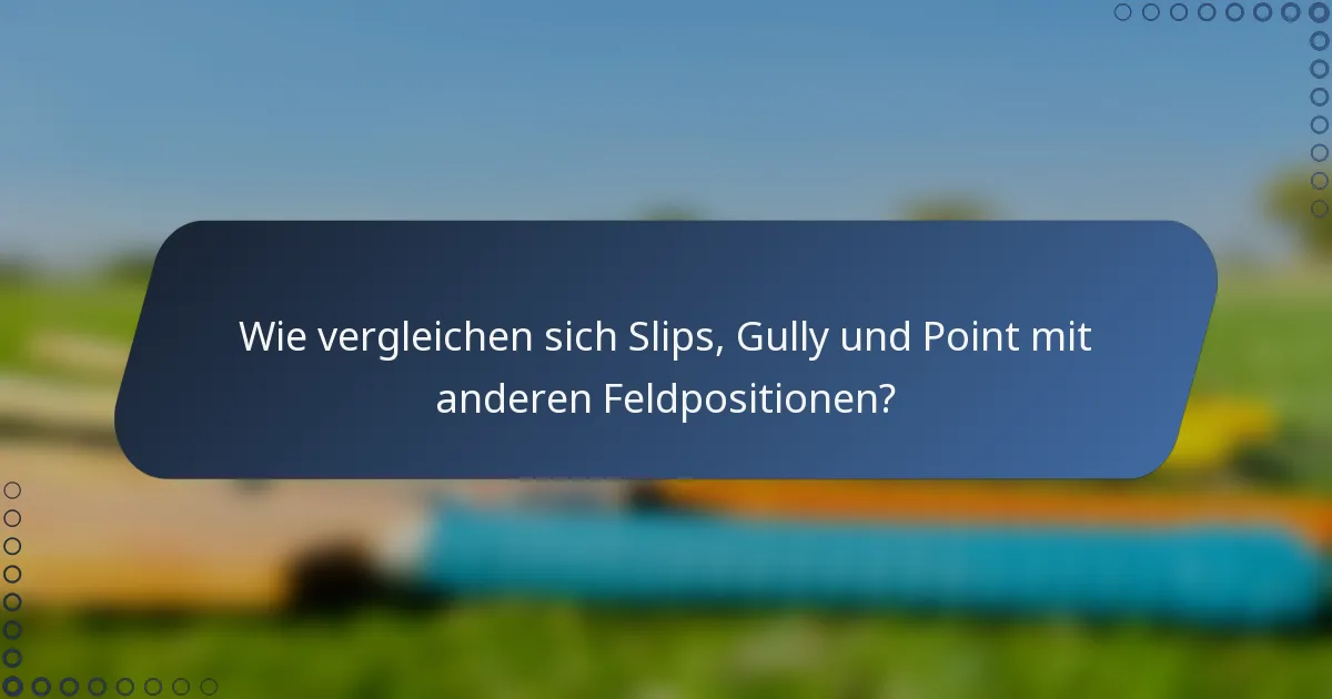 Wie vergleichen sich Slips, Gully und Point mit anderen Feldpositionen?
